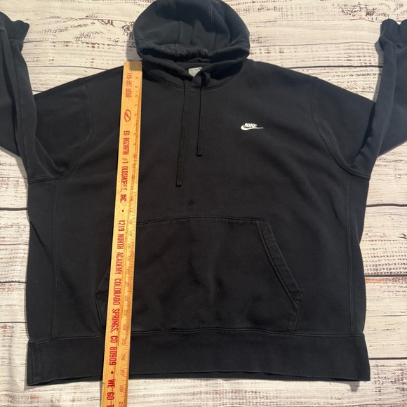 Nike Hoodie Swoosh Logo Pullover Hooded Sweatshirt Black Men's Size 2XL - Picture 12 of 15
